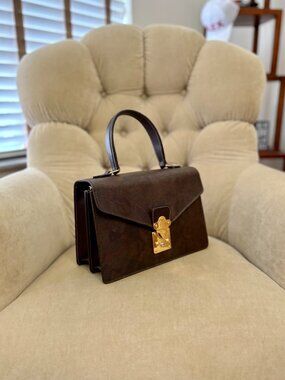 VTG Auth.BEPPE SPADACINA Italy Iconic Abstract Coated Canvas Top Handle Bag